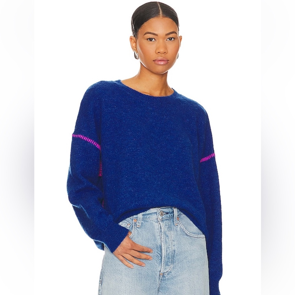 SUNDRY Oversized Sweater in Sapphire & Cerise
